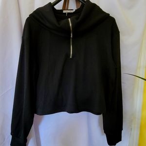 BLACK NWOT Nordstrom XXL Zipper Cowl Neck Crop top
